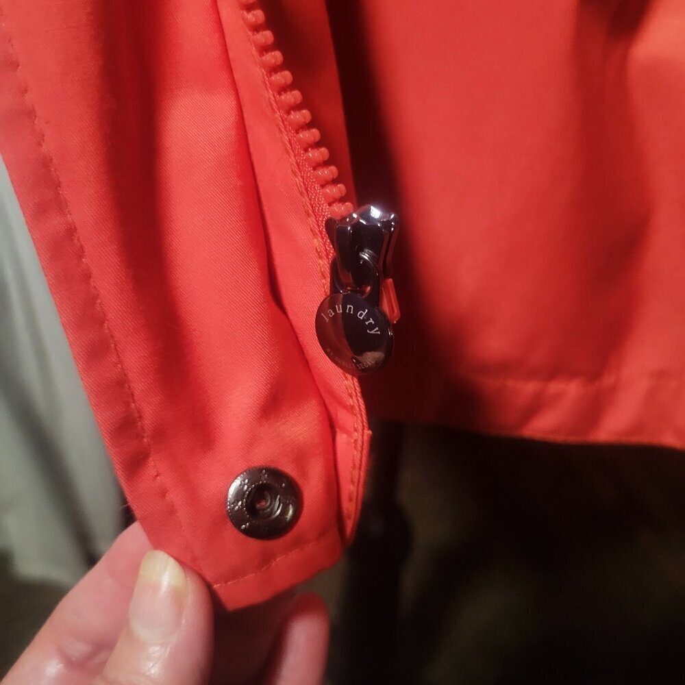 Laundry by Shelli Segal - Dk Orange Cinch Waist Water Resistant Jacket - Size S - Picture 9 of 16